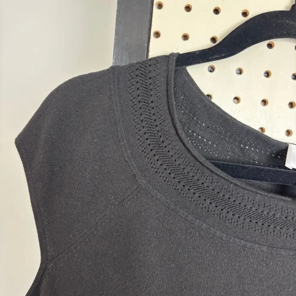 Ann Taylor Loft Knit Black Top Officecore Basic Neutral Women's XL